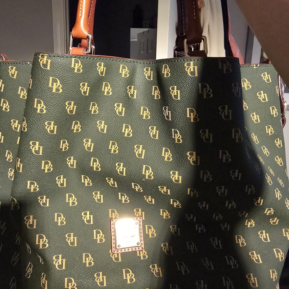 Dooney & Bourke Green and Gold Tote Bag